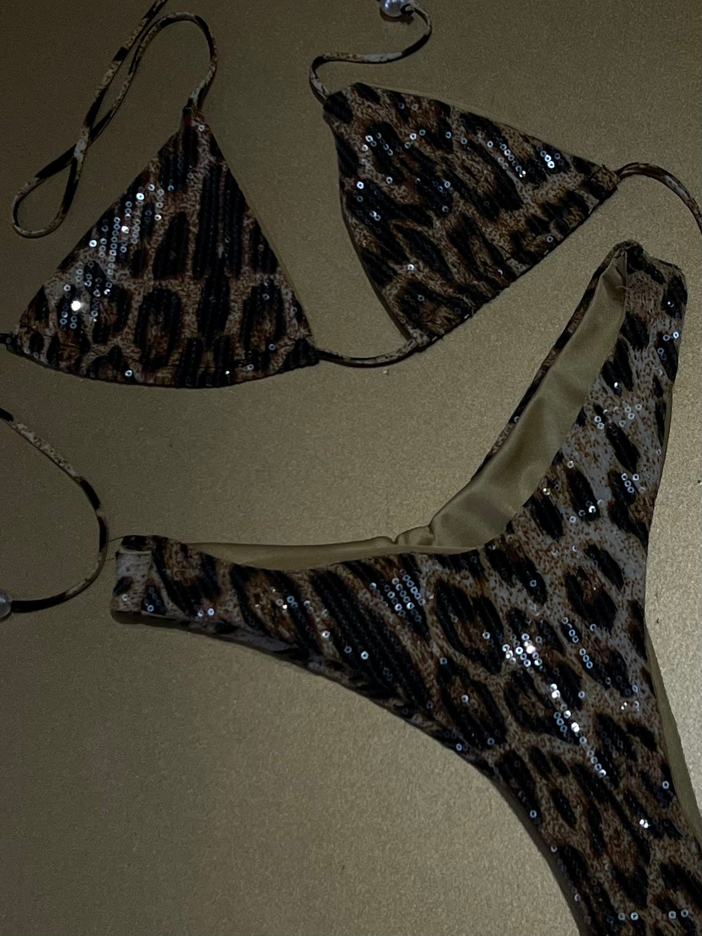 Sequinned Leopard Bikini Set