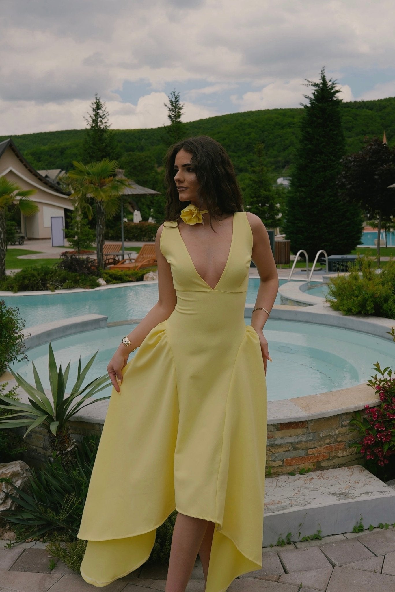 Butter Yellow Midi Dress - BETTINA