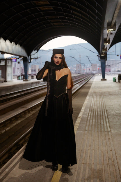 Noir Velvet Gown - BETTINA