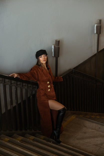 Caramel Suede Set - BETTINA