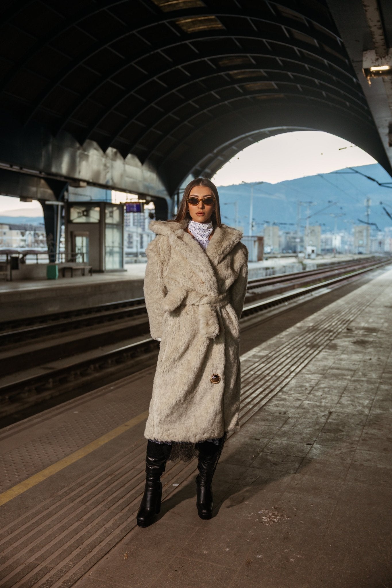 Midi fur collar jacket - BETTINA