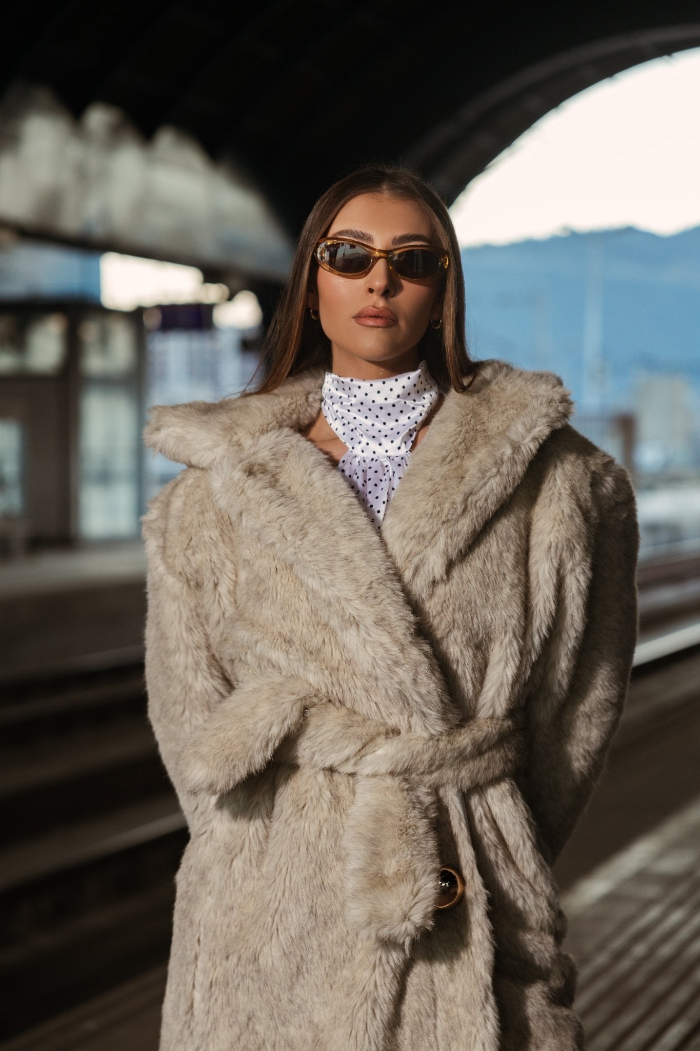 Midi fur collar jacket - BETTINA