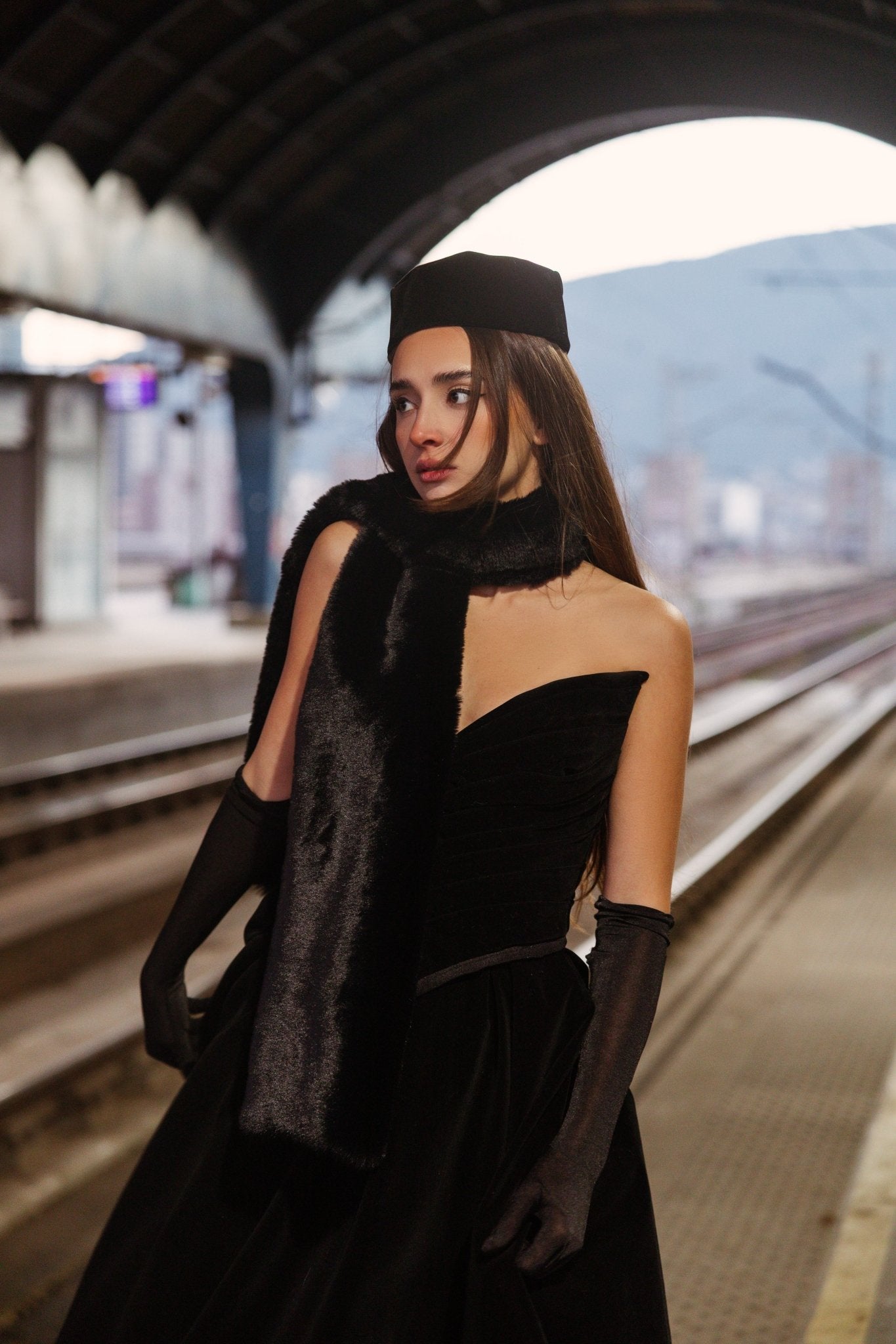 Noir Velvet Gown - BETTINA