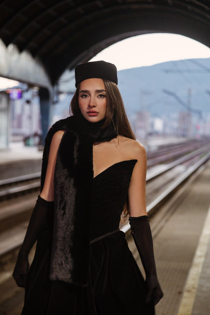 Noir Velvet Gown - BETTINA