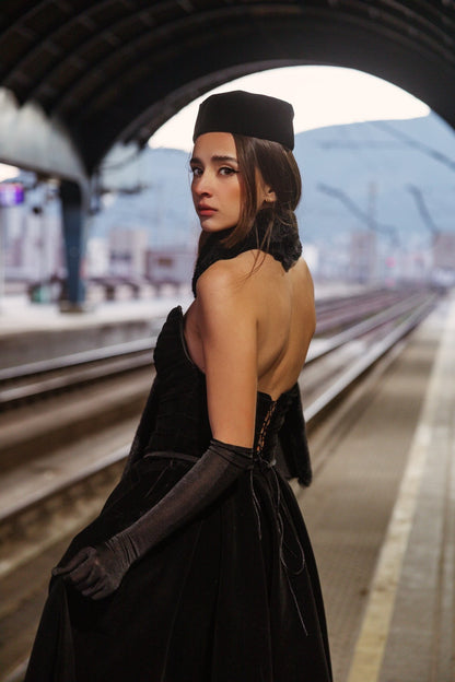 Noir Velvet Gown - BETTINA