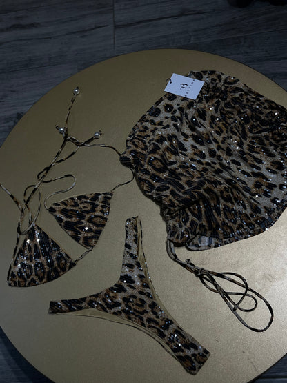 Sequinned Leopard Bikini Set