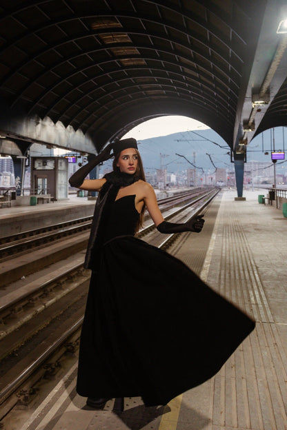 Noir Velvet Gown - BETTINA